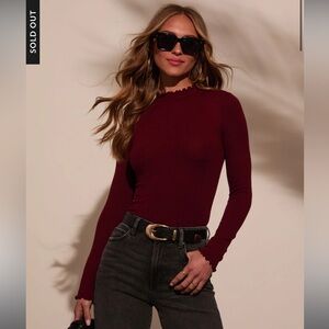 Warm Wishes Ruffle Mockneck Sweater Top